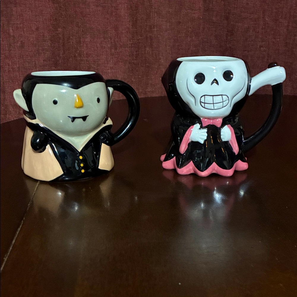 Spooky Ceramic Mug Set - Black and Pink